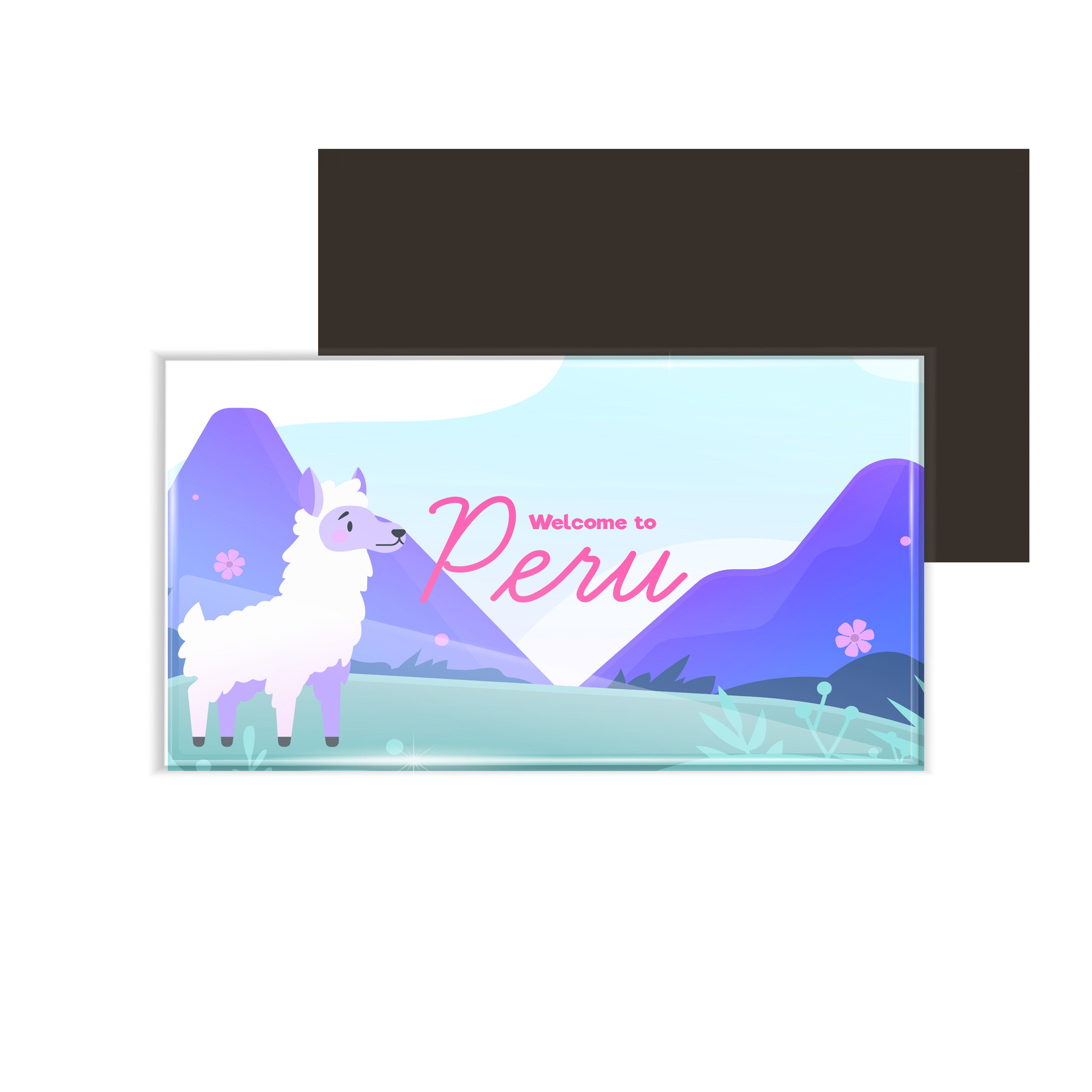 dhcrafts Fridge Magnet Rectangle Acrylic Glass (8.6 x 5.4 cm) Multicolor Travel Peru D2 Design Pack of 1